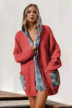 Load image into Gallery viewer, Double Take Full Size Hooded Denim Spliced Sweater Cardigan
