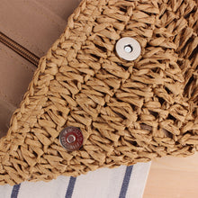 Load image into Gallery viewer, Retro Hand-Woven Bag Large Capacity Portable Hollow Out Cutout Straw Bag Seaside Vacation Beach Bag
