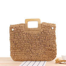 Load image into Gallery viewer, Retro Hand-Woven Bag Large Capacity Portable Hollow Out Cutout Straw Bag Seaside Vacation Beach Bag
