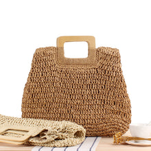 Load image into Gallery viewer, Retro Hand-Woven Bag Large Capacity Portable Hollow Out Cutout Straw Bag Seaside Vacation Beach Bag
