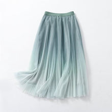 Load image into Gallery viewer, Gradient Color Large Swing Skirt Korean Women Clothing Summer Pastoral Mesh Skirt
