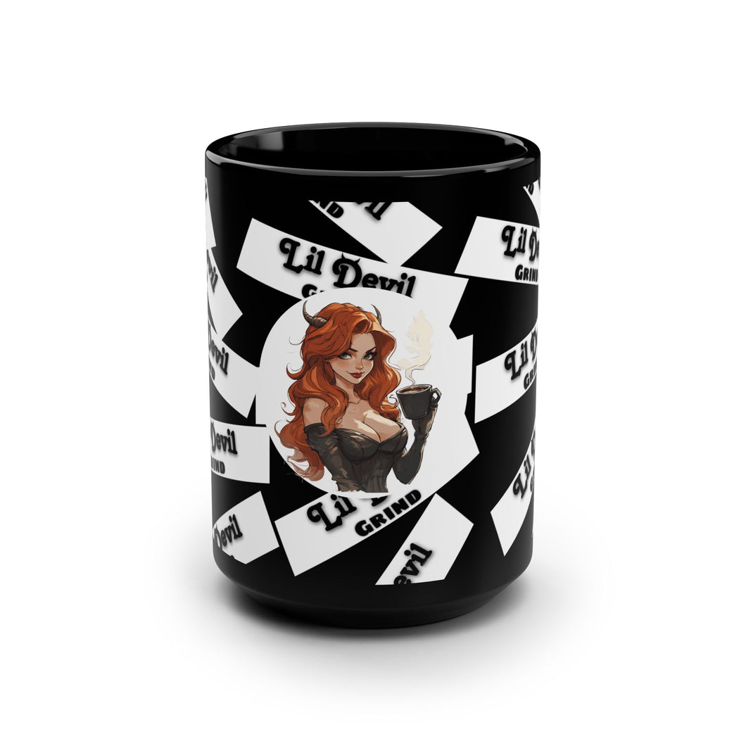 Mug - Lil Devil Grind Coffee Design - 15oz Black Mug