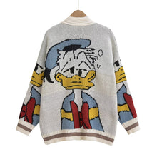 Load image into Gallery viewer, Cartoon Brocade Sweater Coat Women Autumn Winter Lazy Wind Loose Outer Wear All Match Knitted Cardigan
