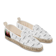 Load image into Gallery viewer, #426 cnl loafer espadrilles white print with rooster/guns
