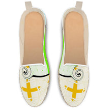 Load image into Gallery viewer, #429 mens loafer Espadrilles, green, cream, and yellow print
