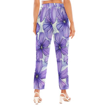 Load image into Gallery viewer, All-Over Print Women&#39;s Loose Straight-leg Pants, large purple blended flowers
