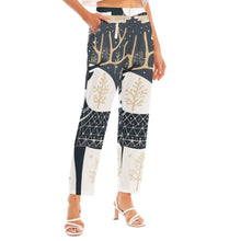 Load image into Gallery viewer, All-Over Print Women&#39;s Loose Straight-leg Pants abstract black and white
