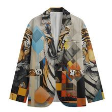 Load image into Gallery viewer, All-Over Print Men&#39;s Casual Flat Lapel Collar Blazer | 245GSM Cotton/Tiger
