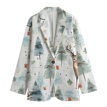 Load image into Gallery viewer, All-Over Print Women&#39;s Leisure Blazer | 245GSM Cotton, Christmas print
