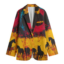 Load image into Gallery viewer, All-Over Print Women&#39;s Leisure Blazer | 245GSM Cotton, horse print
