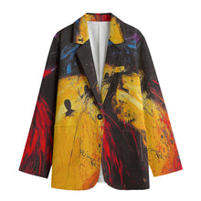 Load image into Gallery viewer, All-Over Print Women&#39;s Leisure Blazer abstract yello, black, red
