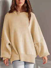 Load image into Gallery viewer, Double Take Side Slit Round Neck Long Sleeve Sweater
