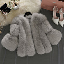 Load image into Gallery viewer, Fur Women Coat Faux Fur Short Stitching Three-Quarter Sleeve Artificial Fur
