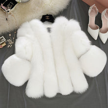 Load image into Gallery viewer, Fur Women Coat Faux Fur Short Stitching Three-Quarter Sleeve Artificial Fur
