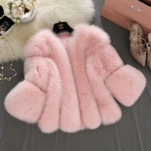 Load image into Gallery viewer, Fur Women Coat Faux Fur Short Stitching Three-Quarter Sleeve Artificial Fur
