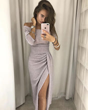 Load image into Gallery viewer, Autumn Winter Russian Off shoulder Split Stretch Dress
