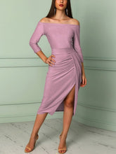 Load image into Gallery viewer, Autumn Winter Russian Off shoulder Split Stretch Dress
