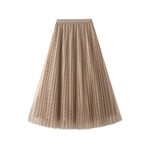 Load image into Gallery viewer, Pleated Bright Yarn Mesh Skirt for Women Spring High Waist Slimming Mid Length Large Swing Cover Yarn Skirt
