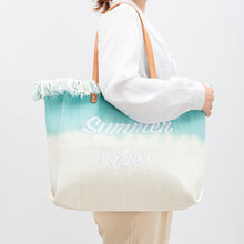 Load image into Gallery viewer, Embroidered Tote Bag Tassel Canvas Bag Magnetic Snap Office Bag Underarm Bag Beach Shoulder Bag Summer
