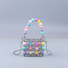 Load image into Gallery viewer, Trendy Unique Colorful Pearl Hollowed out Portable Small Square Bag Handmade Beaded DIY Women Chain Messenger Bag
