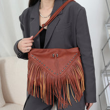 Load image into Gallery viewer, Rivets Soft Leather Fashionable Casual Rivet Tassel Bag Shoulder Crossbody Bag Women Bag
