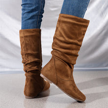 Load image into Gallery viewer, Pleated ide Zipper Flat Casual Women Boots Flat Boots Ankle Boots
