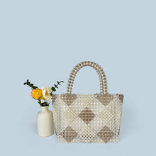 Load image into Gallery viewer, Diamond Patterns Handmade Women Woven Bag Hand Carrying Vegetable Basket Bag Large Capacity Beaded Bag
