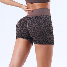 Load image into Gallery viewer, Black Leopard Print Yoga Shorts
