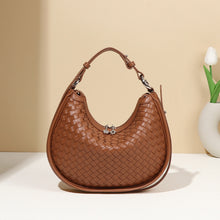 Load image into Gallery viewer, Woven Bag Women Woven Bag Idle Soft Leather Textured Oval Saddle Hand Carrying Selenodont Bag
