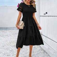 Load image into Gallery viewer, Women Clothing Spring Summer Solid Color Smocking Hollow Out Cutout Dress
