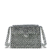 Load image into Gallery viewer, Retro Silver Metallic Shiny Hand Woven Beads Pearl Flap Small Square Bag Crossbody Bag
