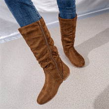 Load image into Gallery viewer, Pleated ide Zipper Flat Casual Women Boots Flat Boots Ankle Boots
