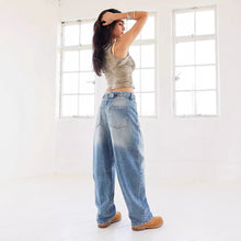 Load image into Gallery viewer, Retro Washed Distressed Loose Wide Leg Jeans Mopping Women
