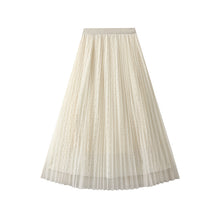 Load image into Gallery viewer, Pleated Bright Yarn Mesh Skirt for Women Spring High Waist Slimming Mid Length Large Swing Cover Yarn Skirt
