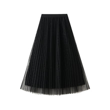 Load image into Gallery viewer, Pleated Bright Yarn Mesh Skirt for Women Spring High Waist Slimming Mid Length Large Swing Cover Yarn Skirt
