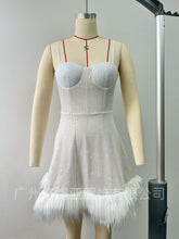 Load image into Gallery viewer, Autumn Women Dress Party Sexy Bandeau Cami Dress Feather Sequ Dress
