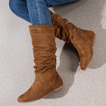 Load image into Gallery viewer, Pleated ide Zipper Flat Casual Women Boots Flat Boots Ankle Boots
