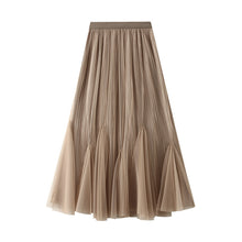 Load image into Gallery viewer, Fall Retro Falling Gauze Skirt Slimming Large Hem Fishtail Skirt Women A line Brown Skirt
