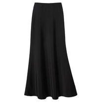 Load image into Gallery viewer, High Waist Slimming Mid Length Satin Acetate Silky Skirt Spring Summer Sheath Fishtail A Line Long Skirt
