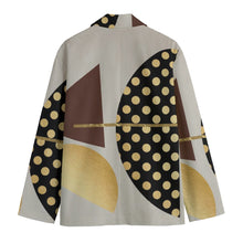 Load image into Gallery viewer, All-Over Print Men&#39;s Casual Flat Lapel Collar Blazer | gold, dots print, 49 245GSM Cotton
