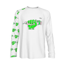 Load image into Gallery viewer, All-Over Print Men&#39;s Raglan Long Sleeve T-shirt  | 190GSM Cotton barber,, print green with clippers
