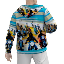 Load image into Gallery viewer, Moto 2 Jaxs All-Over Print Men&#39;s Sherpa Fleece Zip Up Hoodie224 motorcycle print
