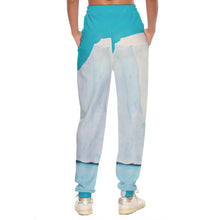 Load image into Gallery viewer, All-Over Print Women&#39;s Casual Pants 250 teal, and white abstract print
