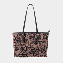 Load image into Gallery viewer, Women&#39;s Tote Bag | PU 306 paint with black lace print
