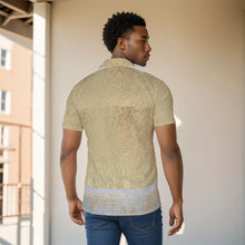 Load image into Gallery viewer, All-Over Print Men&#39;s Shirt J 60 gold and blue print
