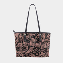 Load image into Gallery viewer, Women&#39;s Tote Bag | PU 306 paint with black lace print
