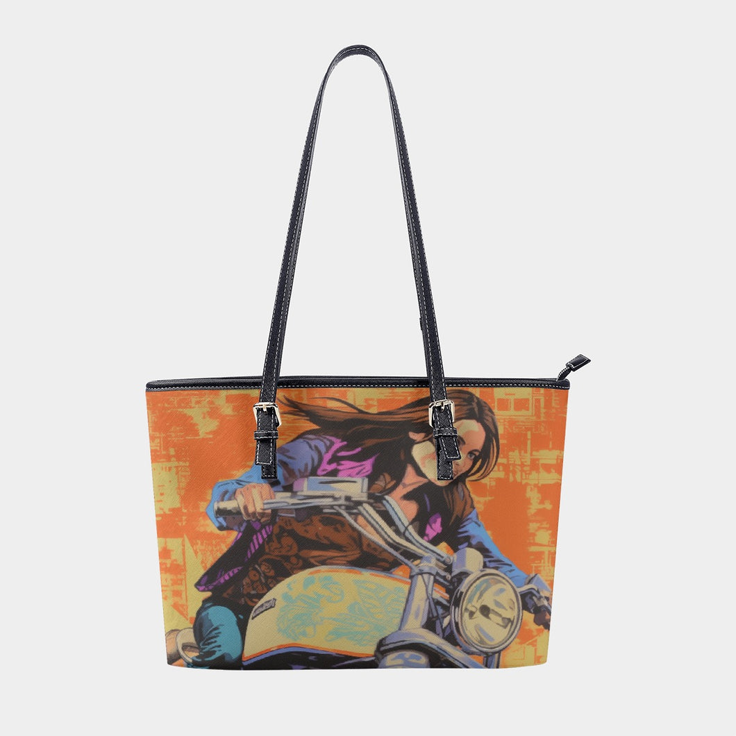 Women's Tote Bag | PU 297 girl on motorcycle print