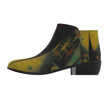 Load image into Gallery viewer, Women&#39;s Fashion Boots  352 yellow, and black abstract print
