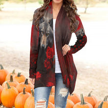 Load image into Gallery viewer, All-Over Print Women&#39;s Cardigan With Long Sleeve wolf mom
