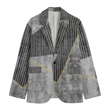 Load image into Gallery viewer, All-Over Print Men&#39;s Casual Flat Lapel Collar Blazer | gray , print 47 245GSM Cotton
